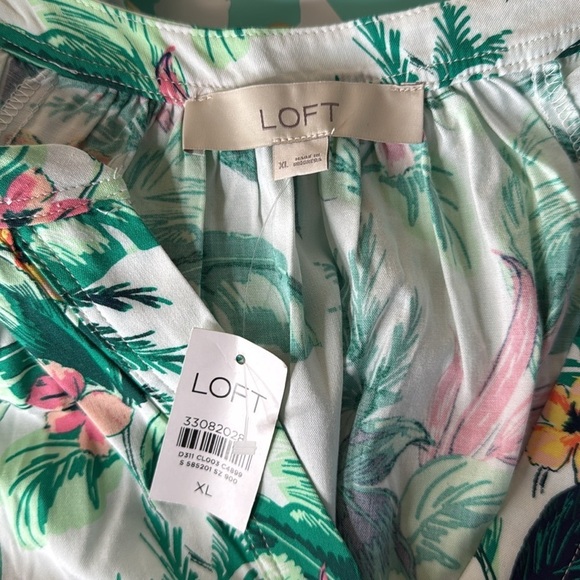 Loft Botanical Henley Blouse Sz XL - Picture 10 of 11